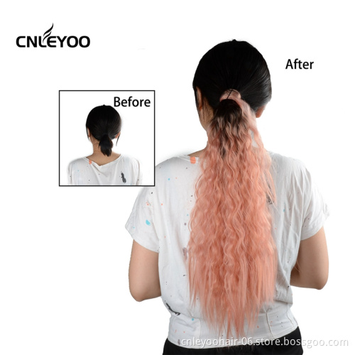 Beauty golden simple health temperature fiber natural black human hair wig synthetic ponytail